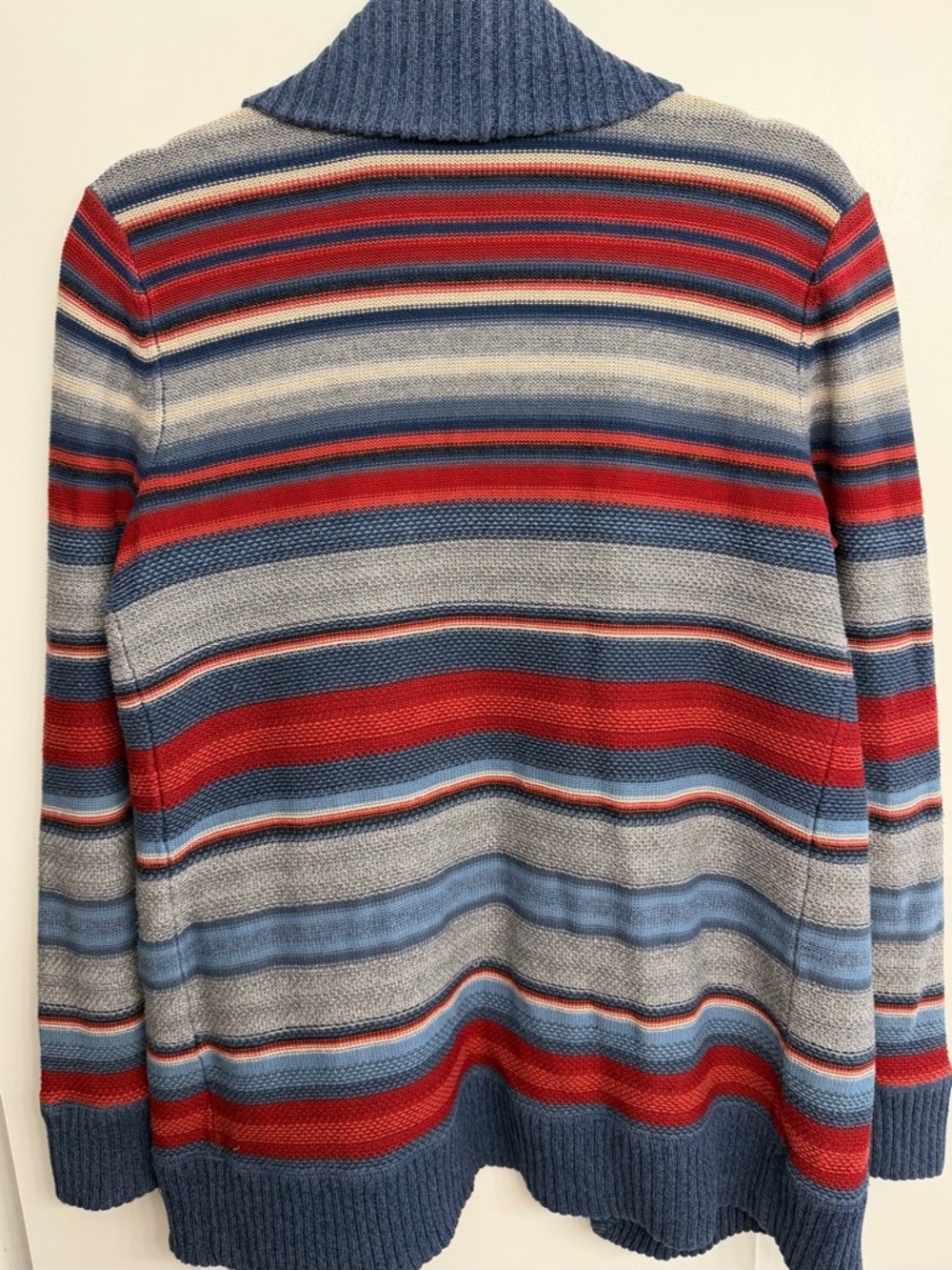 Ralph Lauren Blue-Trim Multicolor Striped Open-Front Cardigan - Picture 4 of 7